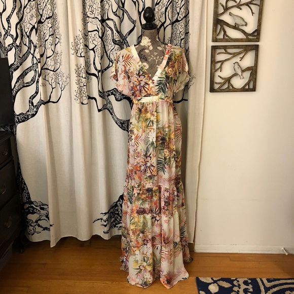 zara tiered maxi dress